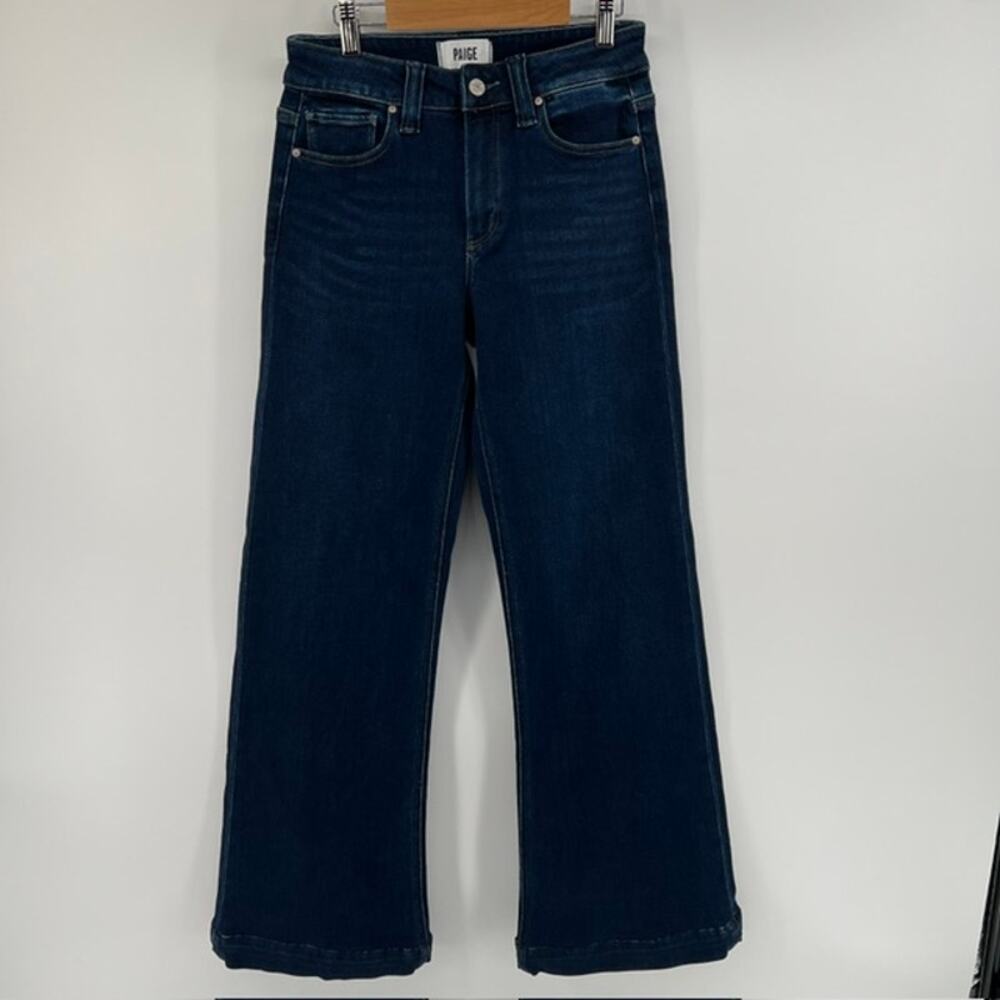 Paige Leenah High Rise Wide Leg Jeans Womens 25 Dark Wash Stretch Retro Style